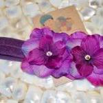 Orchid Purple Double Dainty Flower Headband With..