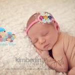Pink Baby Girl Headband, Baby Flower Headband,..