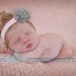 Grey Pink Headbands, Baby Flower Headband, Newborn..