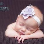 Lavender Baby Flower Headband With Swarovski Pearl..