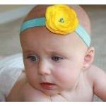 Golden Yellow Baby Flower Headband, Headbands,..
