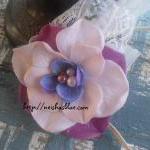 Cream Lilac Purple Baby Flower Headband - Newborn..