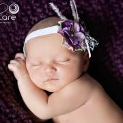Purple Baby Flower Headband, Newborn Headband, Infant Headband, Winter Headband, Baby Headband: Holiday Symphony