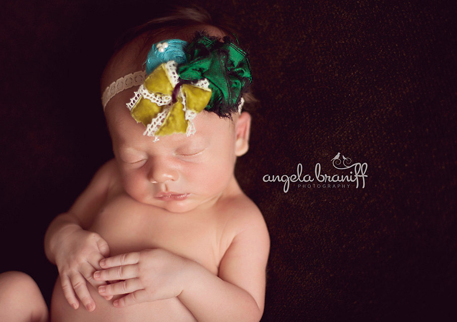 Kelly Green Baby Flower Headband, Green Baby Girl Headband, Headband