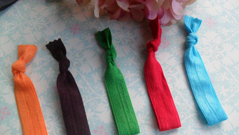Pony Tail Ties Welcome Autum: Orange, Dark Brown, Apple Green, Red, Turquoise