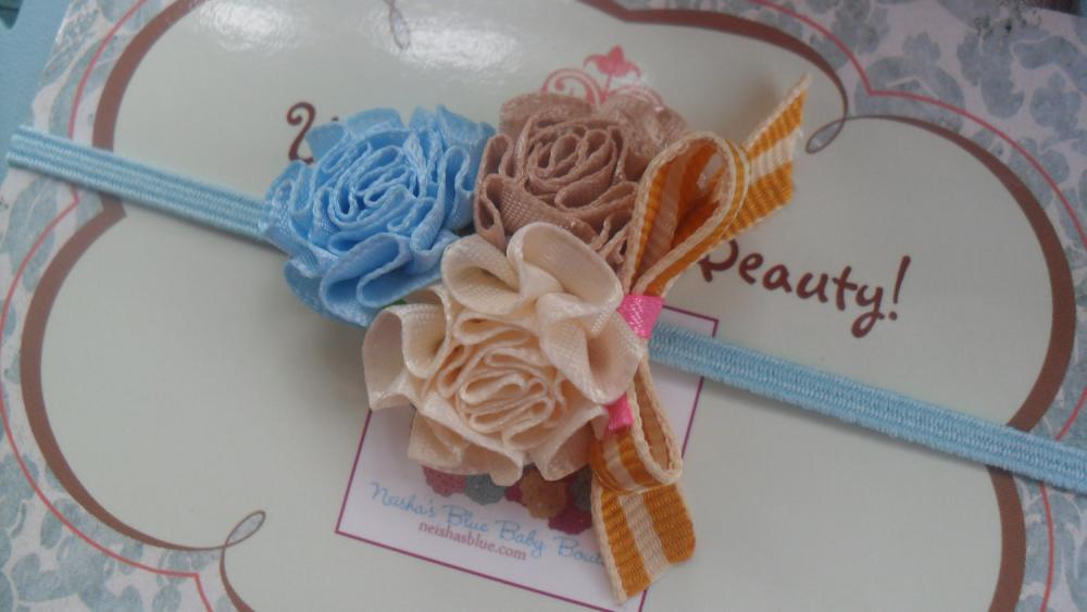 Baby Flower Headband - Rose Flower Trio- Four Colors To Choose And All Sizes Available- Only Five
