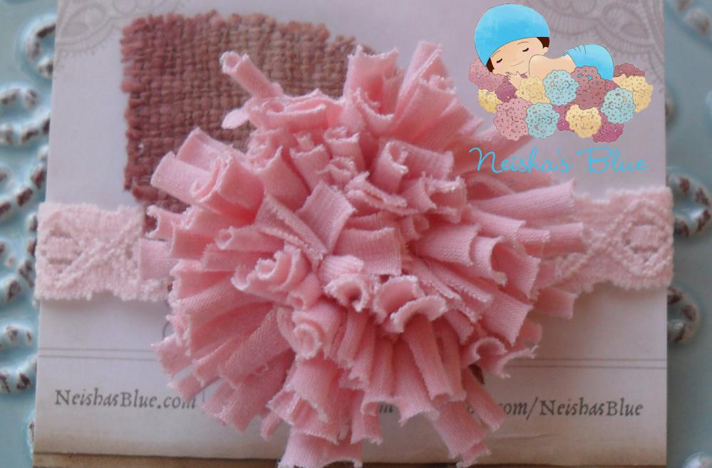 Headbands, Pink Baby Flower Headband, Baby Flower Headband, Newborn Headband, Headbands - Pink Rose Double Dainty In Soft